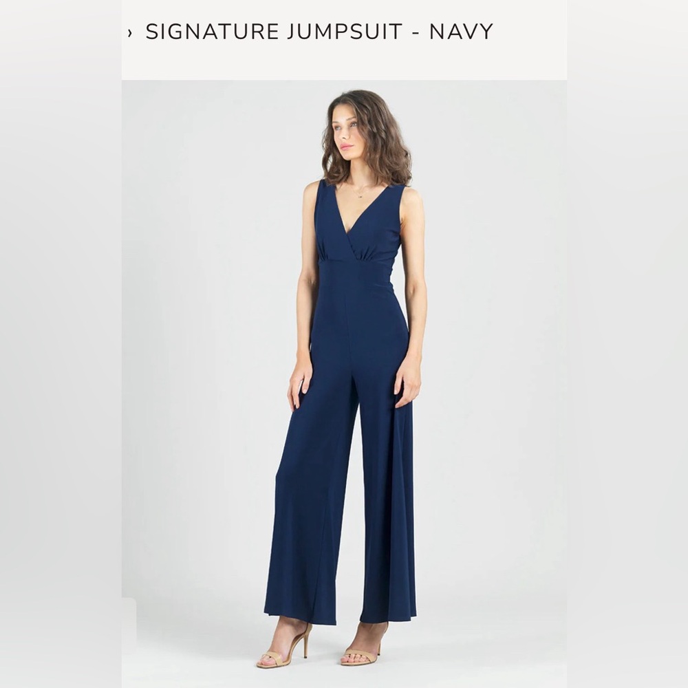 Clara Sunwoo Signature Jumpsuit - Navy - Wide Leg - Wrinkle Free - Large